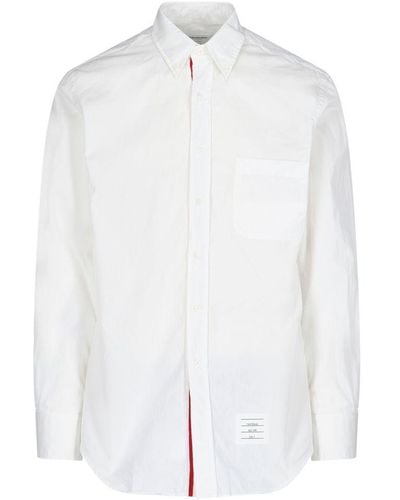 Thom Browne Signature Grosgrain Placket Shirt - White