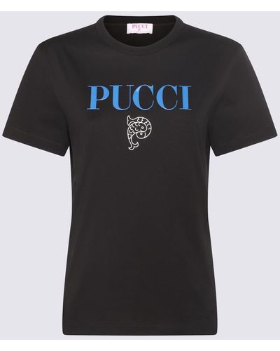 Emilio Pucci Black And Blue Cotton T-shirt