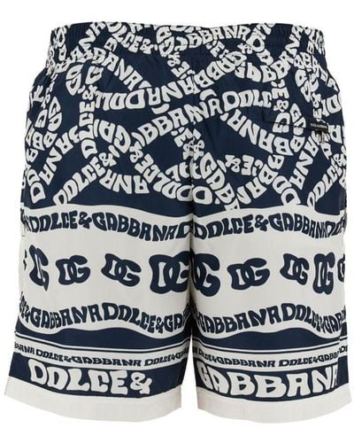 Dolce & Gabbana Logo Print Swim Shorts - White