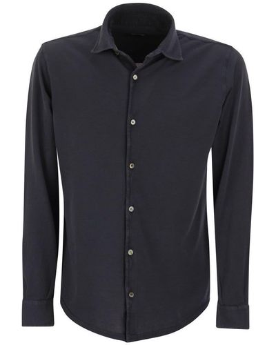 Fedeli Robert - Cotton Piqué Shirt - Blue