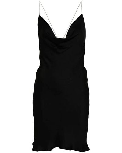 Y. Project Cowl-neck Satin Slip Dress - Black