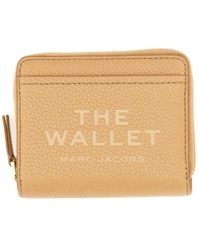 Marc Jacobs Logo Printed Zipped Mini Compact Wallet - Natural