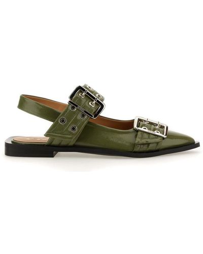 Ganni Ballerina With Buckle - Green