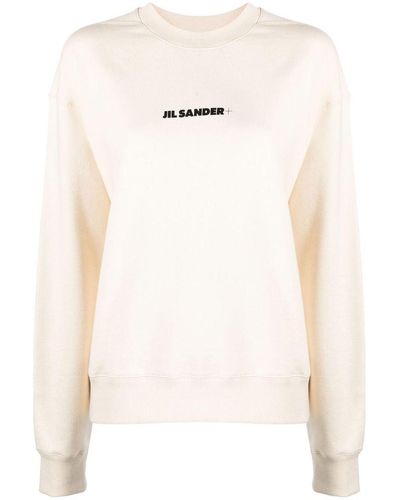 Jil Sander Logo-print Cotton Sweatshirt - Natural