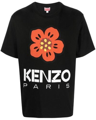 KENZO Boke Flower-print Cotton-jersey T-shirt - Black