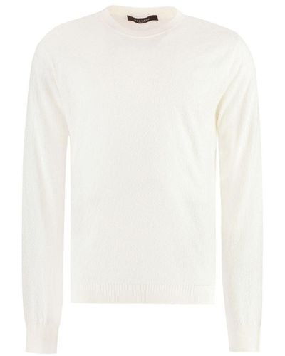 Versace Long Sleeve Cotton Blend T-shirt - White