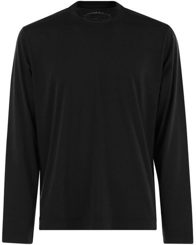 Fedeli Extreme Long-Sleeved Giza Cotton T-Shirt - Black