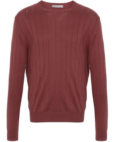 Corneliani Ribbed Cotton Sweater - Red