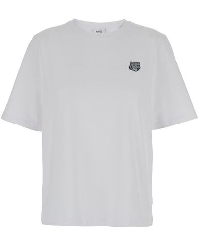 Maison Kitsuné Crewneck T-Shirt With Fox Head Patch - White