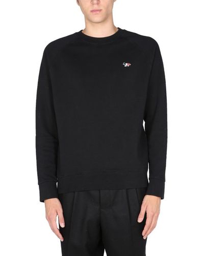 Maison Kitsuné Sweatshirt With "tricolor Fox" Patch - Black