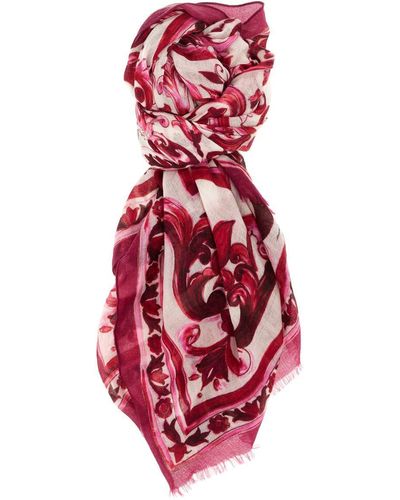 Dolce & Gabbana Maiolica Scarf Scarves, Foulards - Red