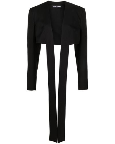 ANDREADAMO Flannel Crop Jacket Clothing - Black