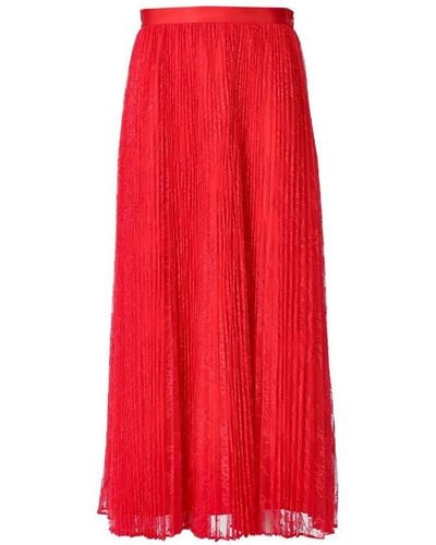 Twin Set Coral Lace Pleated Skirt - Red