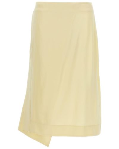 Jil Sander Satin Skirt With Side Slit Skirts - Yellow