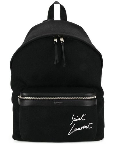 Saint Laurent Canvas City Backpack Bags - Black