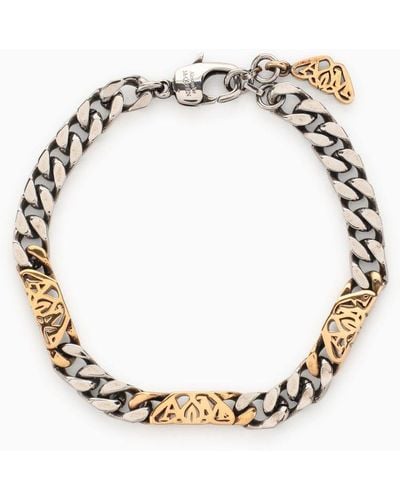 Alexander McQueen Seal Logo Chain Bracelet Silver/gold - Metallic