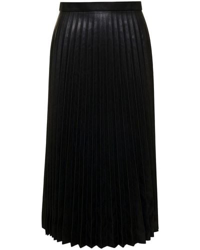 Balenciaga Leather Pleated Skirt - Black