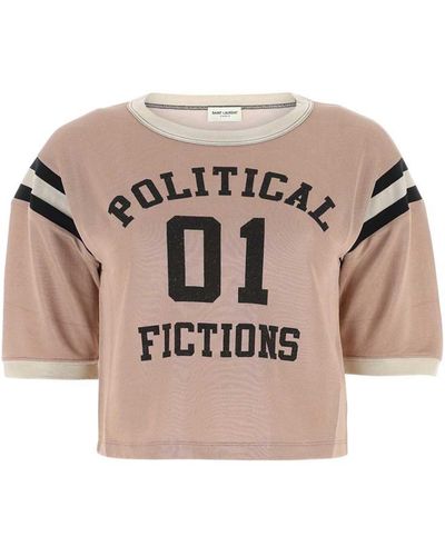 Saint Laurent Political Fictions Cropped T-shirt - Pink