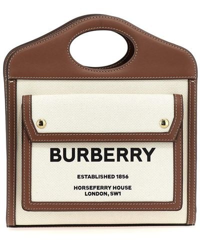 Burberry Pocket Mini Canvas And Leather Cross-body Bag - Brown