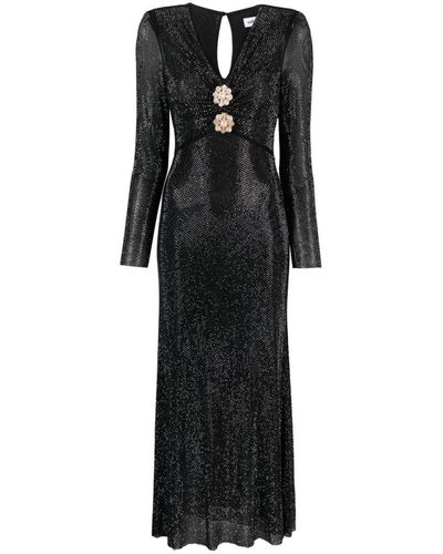 Black Sleeveless rhinestone embellished mesh dress