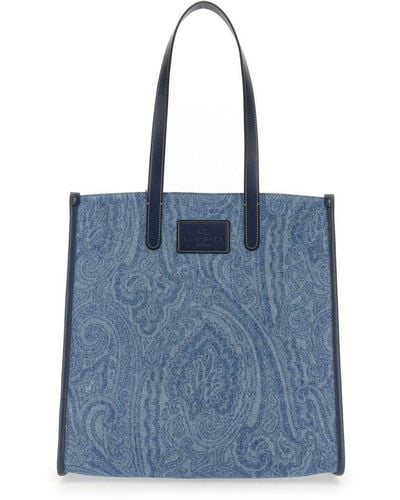 Etro Tote Bag With Print - Blue