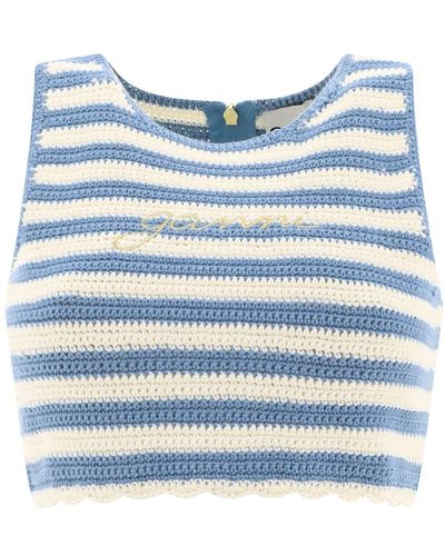 Ganni Crochet Top - Blue