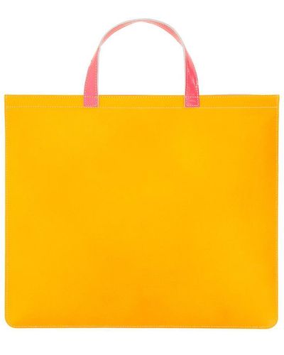 Comme des Garçons Super Fluo Leather Tote Bag Unisex - Yellow