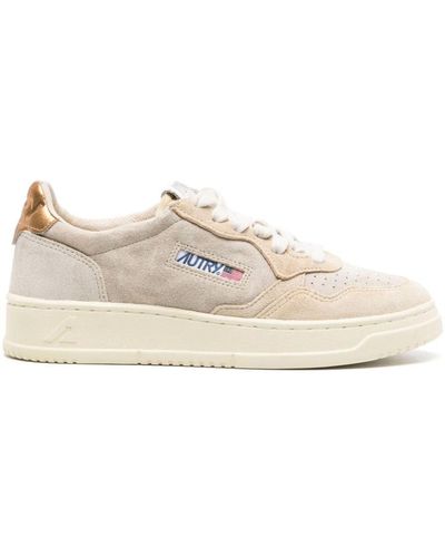 Autry Medalist Suede Sneakers - Women's - Fabric/calf Leather/calf Suede/rubber - Natural