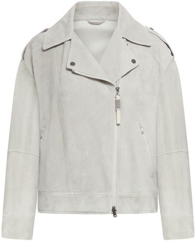 Brunello Cucinelli Leather Jacket - Gray