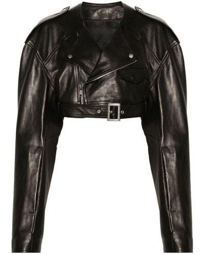 Rick Owens Leather Outerwears - Black