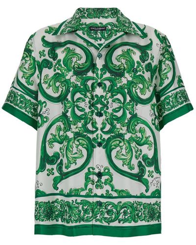 Dolce & Gabbana 'Palermo' And Bowling Shirt With Majolica Print - Green