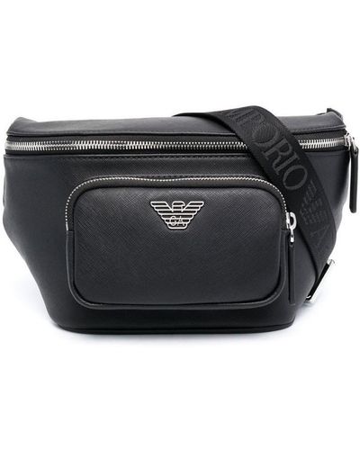 Emporio Armani Logo Leather Belt Bag - Black