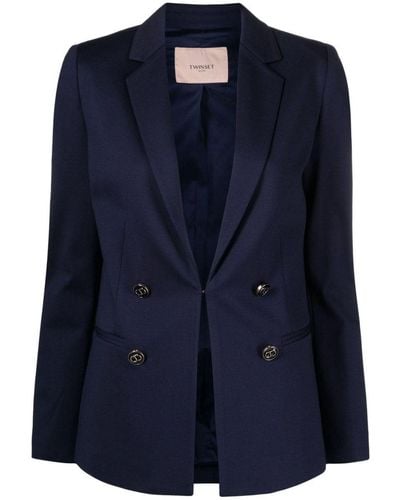 Twin Set Double-Breasted Blazer - Blue
