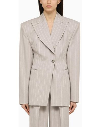 ANDAMANE Pearl Pinstripe Single-breasted Jacket Ottavia - Grey