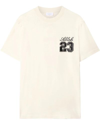 Off-White c/o Virgil Abloh 23 Skate Logo-embroidered T-shirt - Natural