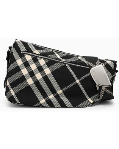 Burberry Shield Large Messenger Bag/Calico Cotton Blend With Check Pattern - Black