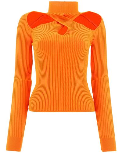 MSGM Ribbed Cut Out Top - Orange
