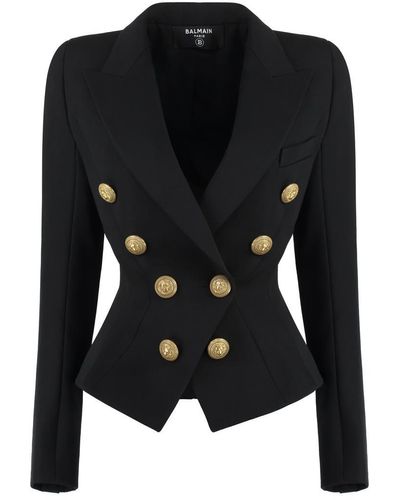Balmain 8 Buttons Jacket With Fitted Waist - Black