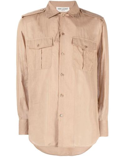 Saint Laurent Long-sleeve Button-fastening Shirt - Natural