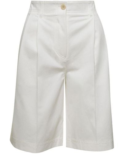 Totême Twill Pleated Bermuda Shorts - White