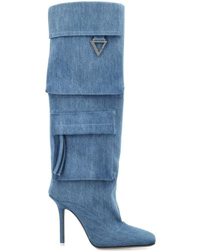The Attico Sienna Denim Boots 105 - Blue
