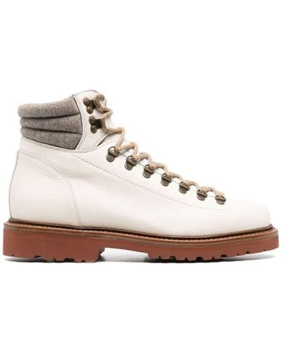 Brunello Cucinelli Lace-up Leather Hiking Boots - Natural