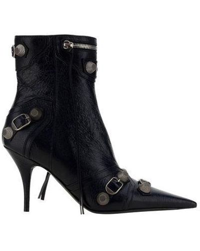 Balenciaga Leather Heeled Boots. - Black