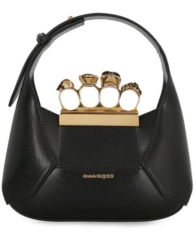 Alexander McQueen Jeweled Mini Hobo Bag - Black