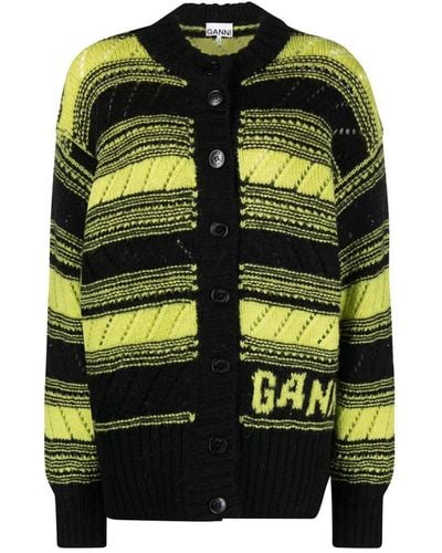 Ganni Striped Organic Wool Cardigan - Multicolour