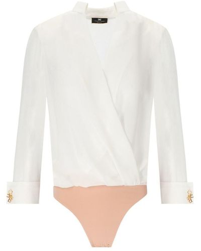 Elisabetta Franchi Ivory Bodysuit Shirt - White