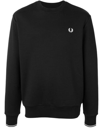 Fred Perry Embroidered Logo Crew-neck Sweatshirt - Black