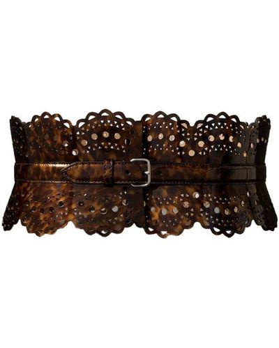 Alaïa Turtle Perforated Leather Bustier Belt - Brown