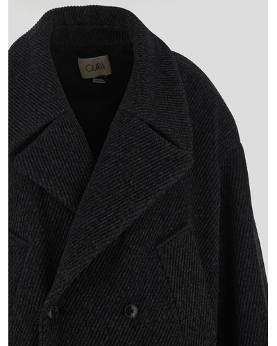 Quira Double Breasted Overcoat - Black