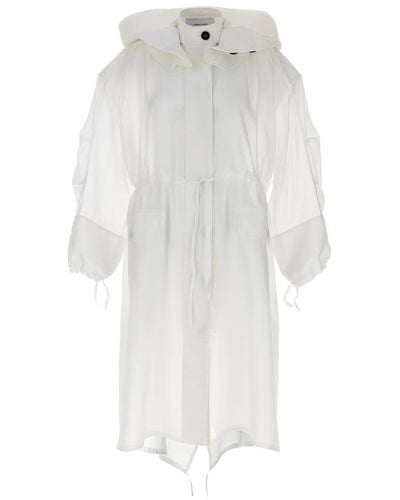 Ferragamo Organza Unlined Trench Coat Coats, Trench Coats - White